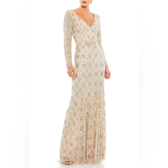 Mac Duggal Long Sleeve Sequin Gown - Picture 3 of 6